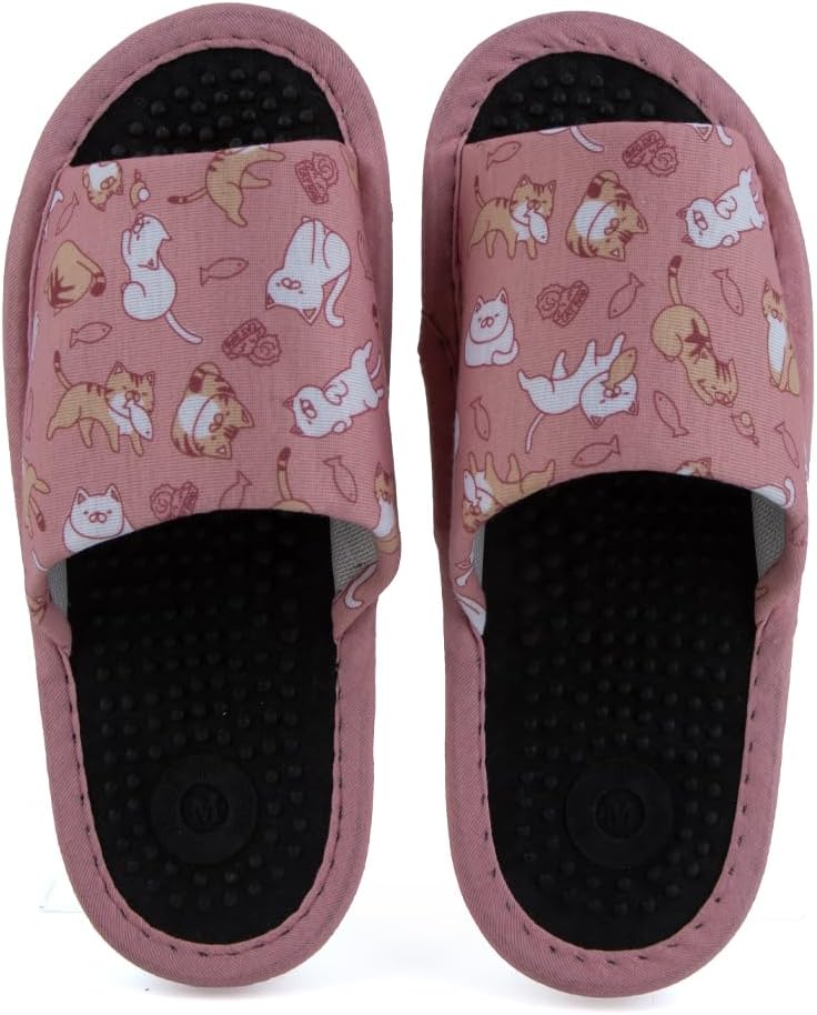 DAISO Health Sandals for Women, Pink with Cat Print - US 4-6 / EU 35-38 - Image 1
